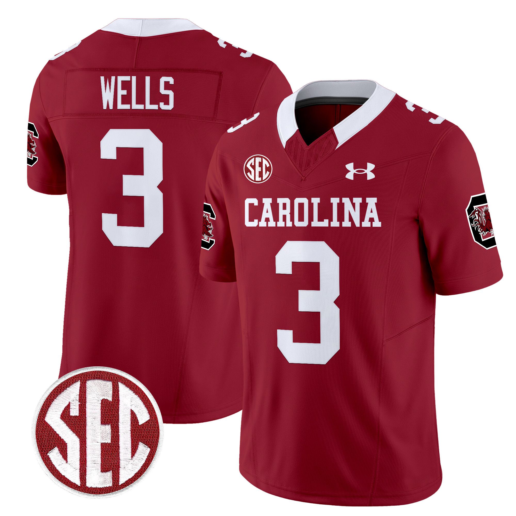 Men South Carolina Gamecocks #3 Wells Red 1980 Throwback Vapor Limited 2024 NCAA Jersey